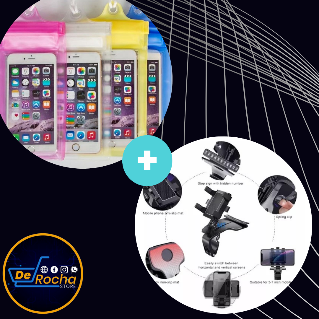 Combo soporte+forro transparente celular